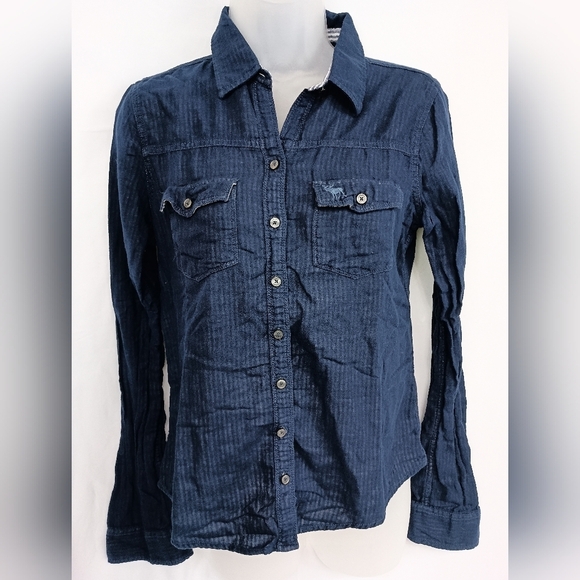 Dark Blue ABERCROMBIE & FITCH Button-Up Shirt (#220) - Picture 1 of 9